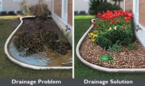 Ponding water is easily removed from landscape with a repaired channel and french drainage system in Dalworthington Gardens Texas by Andys Sprinkler Drainage Systems